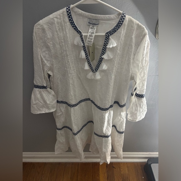 Tommy Bahama White and Blue jaquered tiered dress size small nwt - Picture 2 of 6